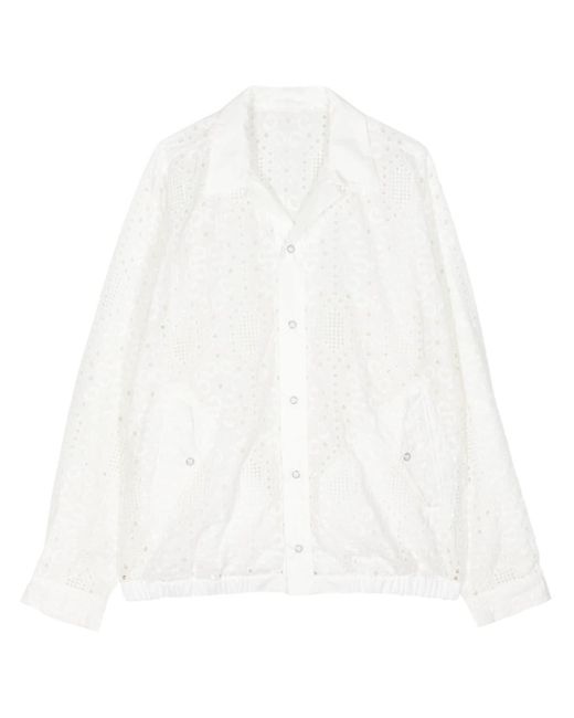 Toga White Embroidered Press-stud Shirt Jacket for men