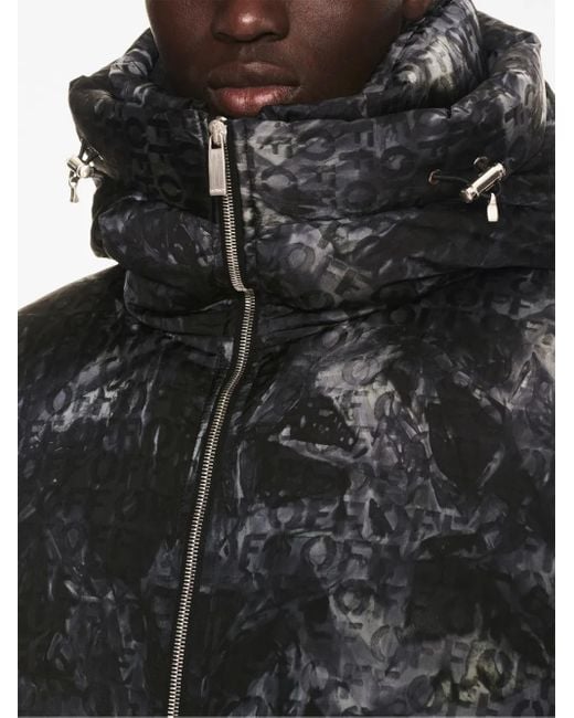 Off-White c/o Virgil Abloh Black Logo-Jacquard Puffer Jacket for men