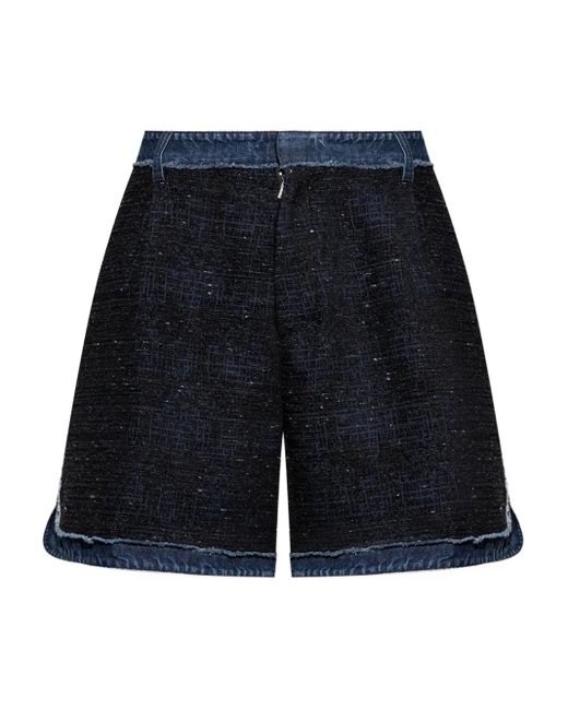 DSquared² Black Denim-Trimmed Tweed Shorts for men