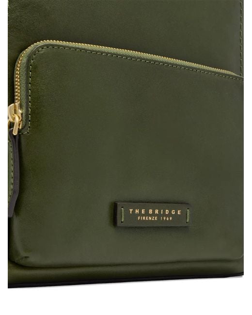 The Bridge Green Leather Front-Pocket Backpack