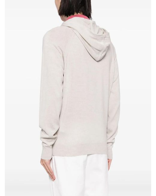 John Smedley White Merino Zipped Hoodie for men