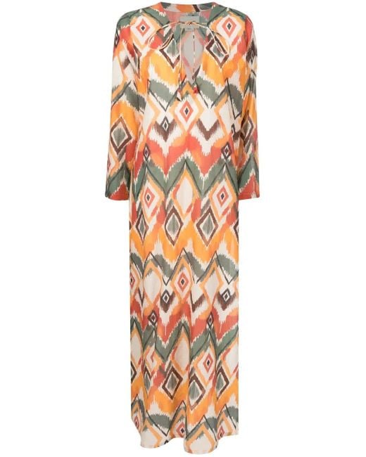 Robe Argentina Longue À Imprimé Géométrique Bambah en coloris Orange