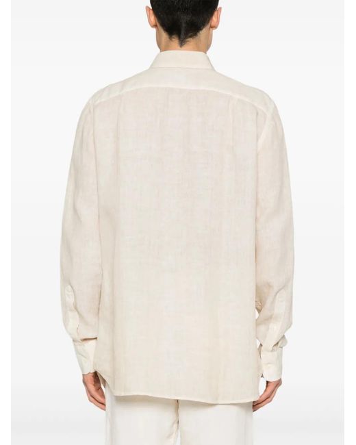 メンズ 120% Lino リネンシャツ White
