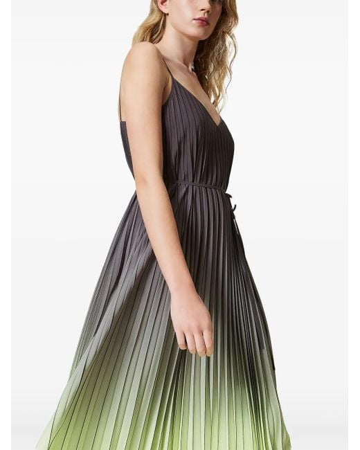 Twinset Geplooide Midi-Jurk in het Purple