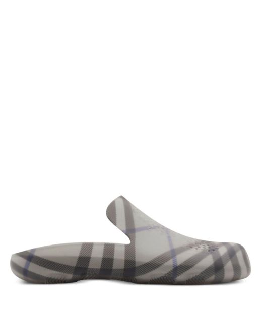 Burberry White Stingray Checked-lining Slippers