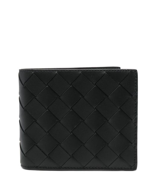 Bottega Veneta Black Intrecciato Bi-fold Leather Wallet for men