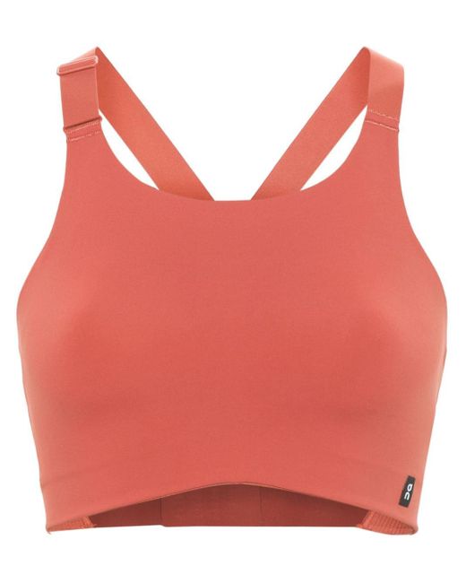 On Shoes Red Endurance Logo-patch Bra