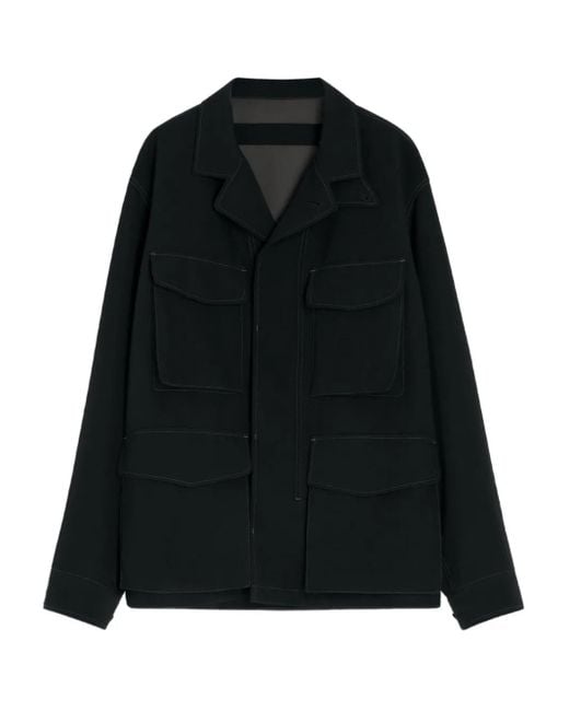 Lemaire Black Buttoned-Cuff Pocket Overshirt for men