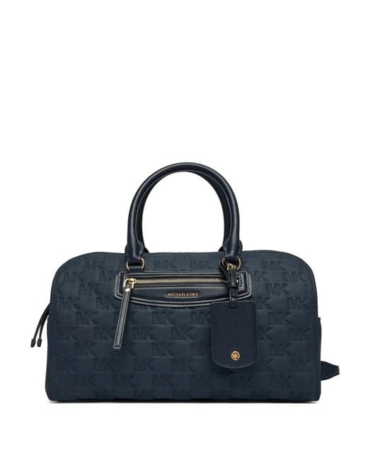 Michael Kors Blue Medium Jet Set Travel Logo-Embossed Leather Holdall