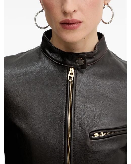 Miss Sixty Zipped Leather Jacket in Black | Lyst