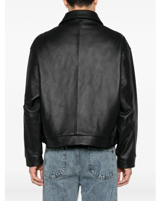 Second/Layer Black Solo Leather Jacket for men