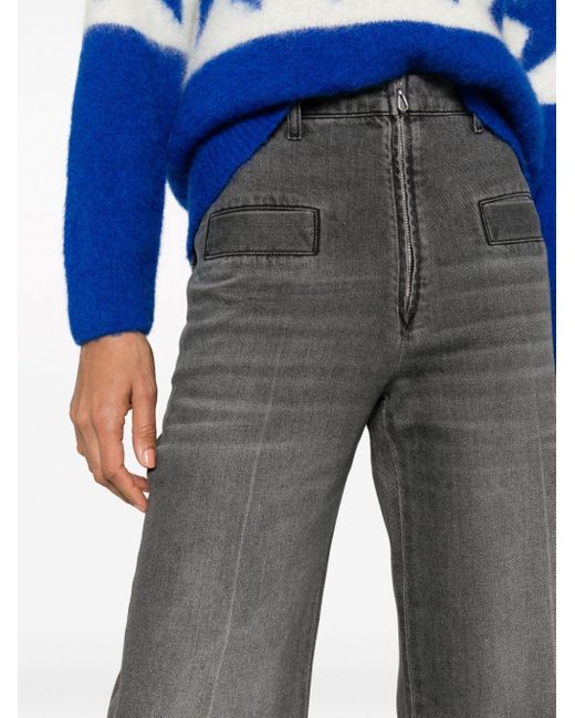 Sandro Gray Wide-leg Organic Cotton Jeans