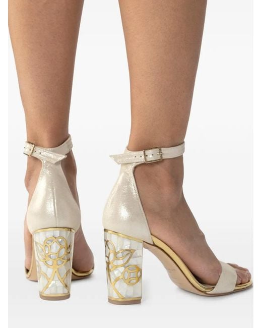 freya rose White Rozu Ankle-Strap Heeled Sandals