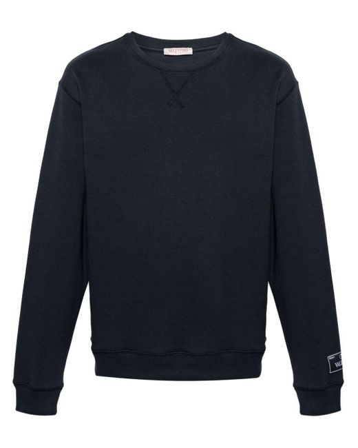 Valentino Garavani Blue Logo-patch Cotton Sweatshirt for men