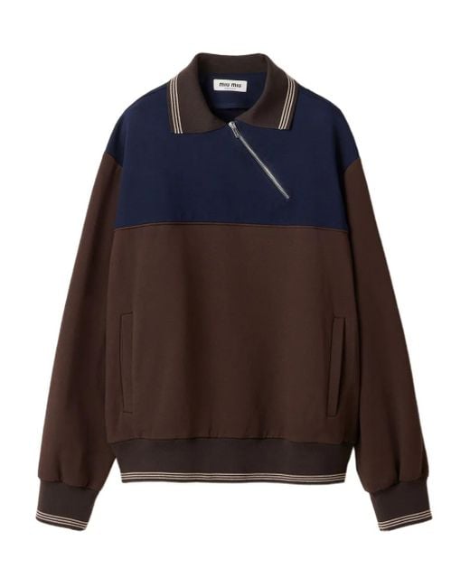 Miu Miu Blue Sweatshirtjacke mit Polokragen