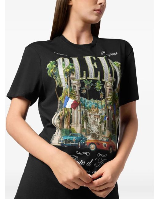 Philipp Plein Black Sexy Pure Vintage Racing T-Shirt
