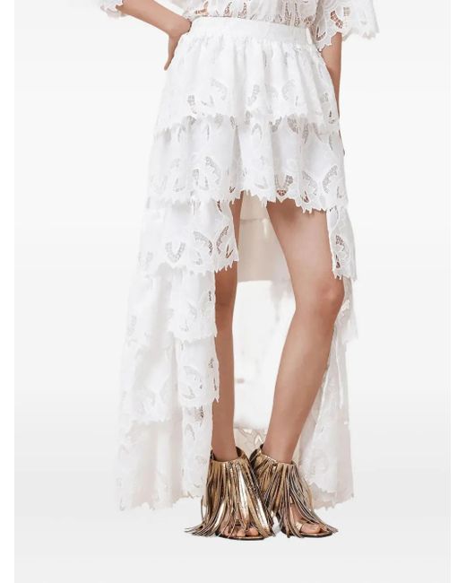 AllSaints White Broderie-Anglaise High-Low Skirt