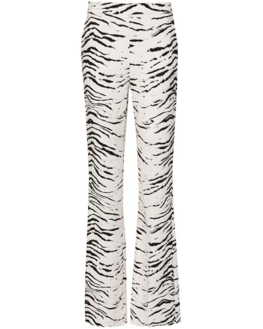 Elisabetta Franchi White Zebra-print Flared Trousers