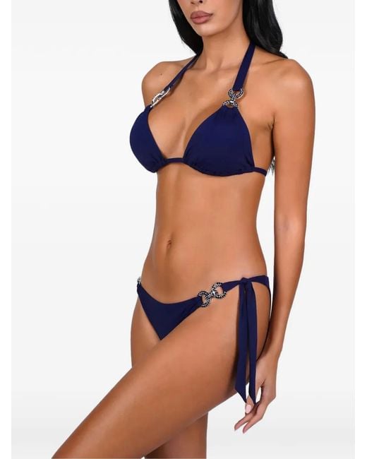 Bikinville Blue Leonie Crystal-Embellished Triangle Bikini