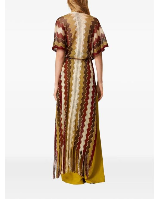 Twinset Metallic Long Multicolour Striped Kaftan