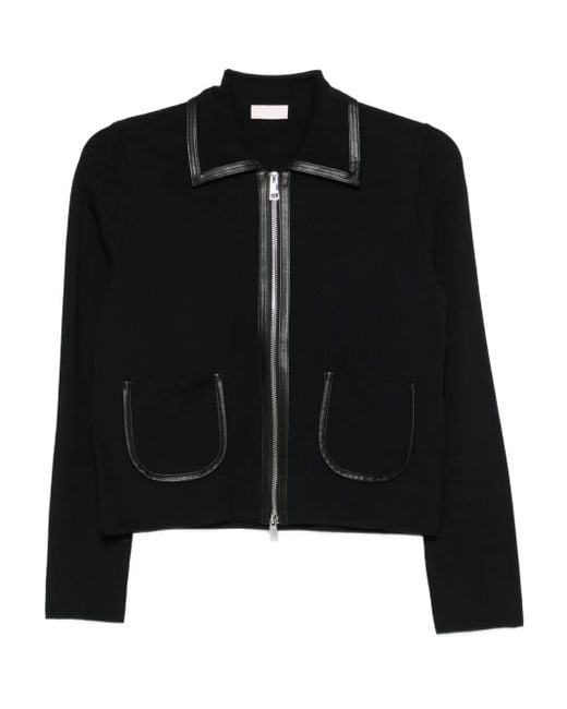 Liu Jo Black Cropped Jacket With Leather Trim