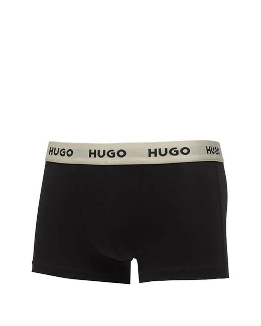 HUGO Black Logo-Waistband Trunks for men