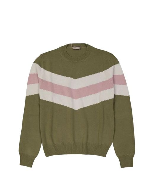 Herno Green Chevron-Pattern Sweater for men