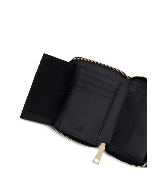 Love Moschino Black Quilted Logo-Plaque Wallet