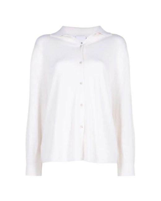 Allude White Button-Up Cardigan