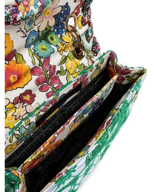 Kurt Geiger Green Kensington Floral-Lace Shoulder Bag
