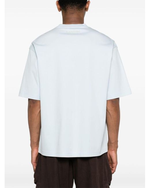 Lanvin White Floral-embroidered Cotton T-shirt for men