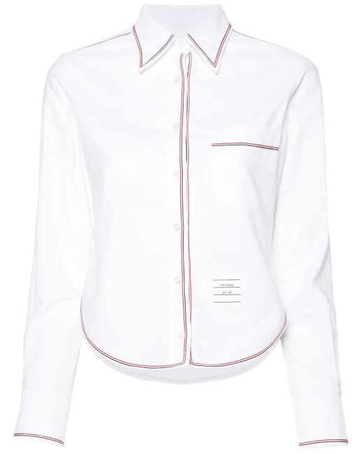 Thom Browne White Classic Long-Sleeve Cropped Shirt