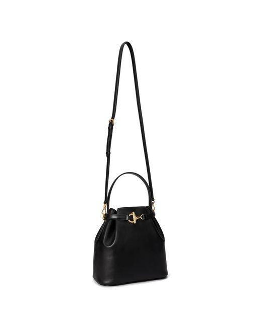 Ralph Lauren Black Medium Blaike Toggle-Detail Bucket Bag