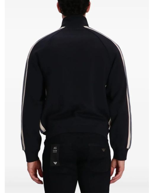 Emporio Armani Black Side-Stripe Zip-Up Track Jacket for men