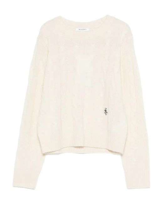 Maglione Con Lavorazione Intrecciata di Sporty & Rich in Natural