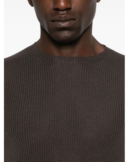 Rick Owens Gray Ribbed Round Neck for men
