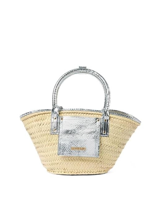 Jacquemus Metallic Snake-Effect Tote Bag