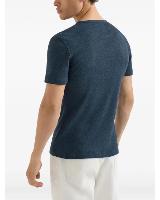 Brunello Cucinelli Blue Denim-Effect Ribbed Cotton Jersey Crew-Neck T-Shirt for men