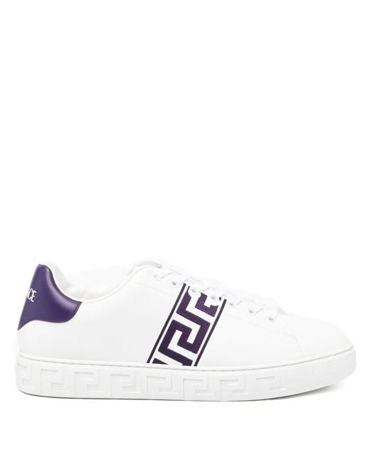 Versace White Greca Embroidered Nylon Sneakers for men
