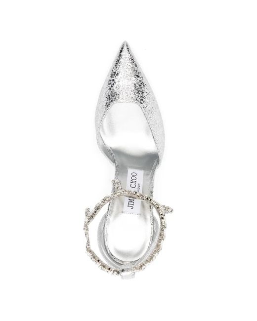 Jimmy Choo White Stevie Metallic Heeled Pumps