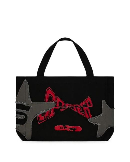 Sp5der Black Big Star Tote Bag for men