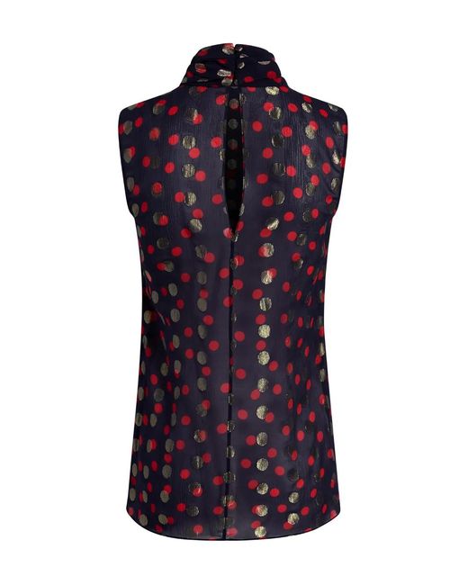 Adam Lippes Purple Swayze Polka-Dot Scarf-Neck Top