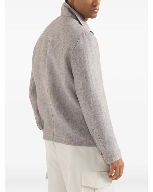 Brunello Cucinelli Gray Linen Jacket For for men