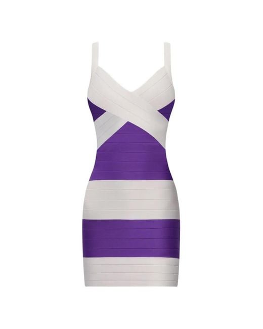 Hervé Léger Purple The Vip Mini Dress