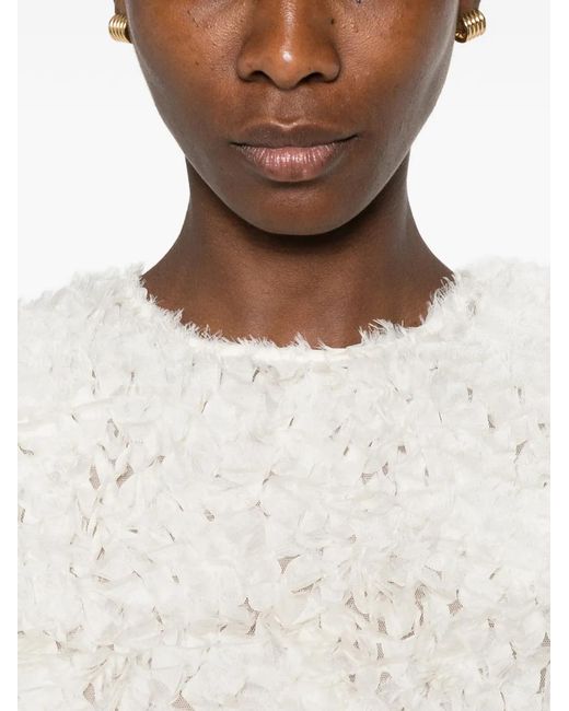 Carla G White Muir Feather-Effect Short-Sleeve Top