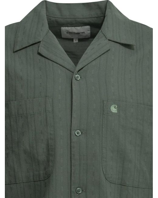 Carhartt Green Embroidered-Logo Short-Sleeve Shirt for men