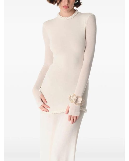 MANURI White Nora Braided-Trim Maxi Dress