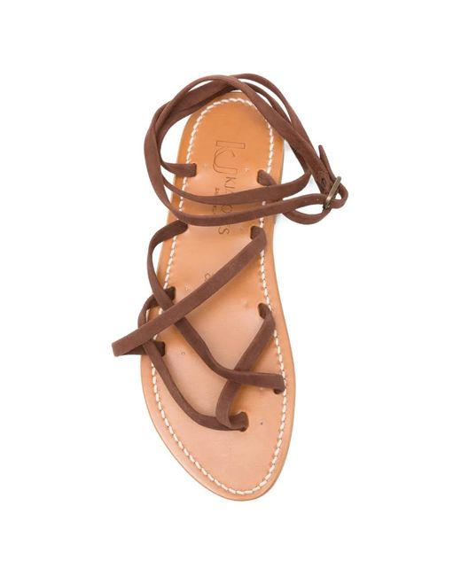 K. Jacques Pink Strappy Tie Flat Sandals