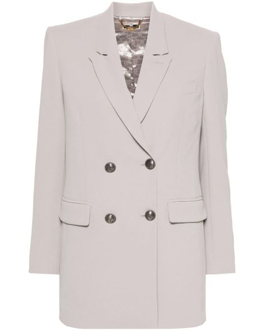 Elisabetta Franchi Natural Crepe Double-breasted Blazer