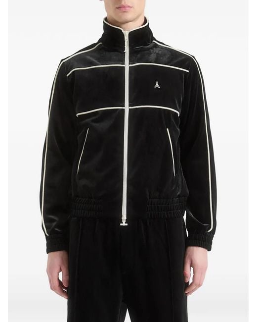 Manière De Voir Black Eiffel Velour Track Jacket for men